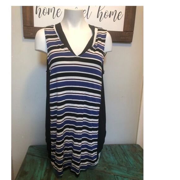 Size 1x Addition Elle Black & Blue Tank Top - Picture 2 of 5
